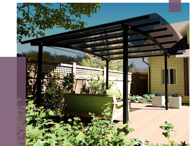 Навесы для террасы в Дагестанских Огнях от 13162 руб. под ключ | ПРОЛЁТ-Дгс