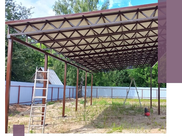 Односкатные навесы под ключ в Дагестанских Огнях — изготовление и монтаж